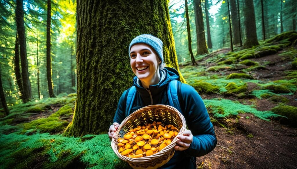 Chicken of the woods foraging