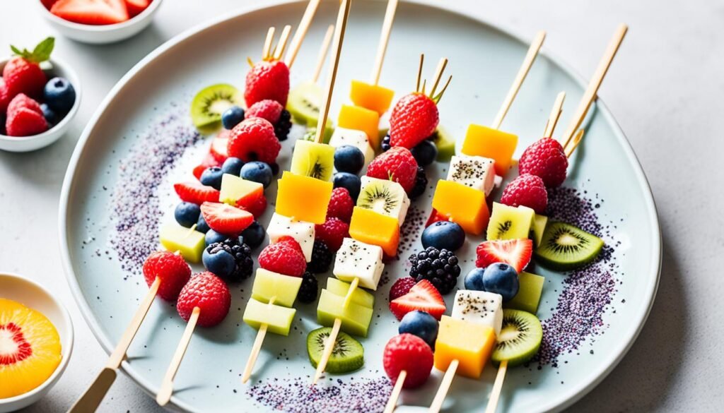 Fruity breakfast kebabs